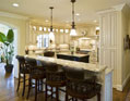 Beautiful two-tiered kitchen bar with seating for four